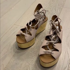 NEW SEE BY CHLOE SUEDE TIE UP PLATFORM SANDAL